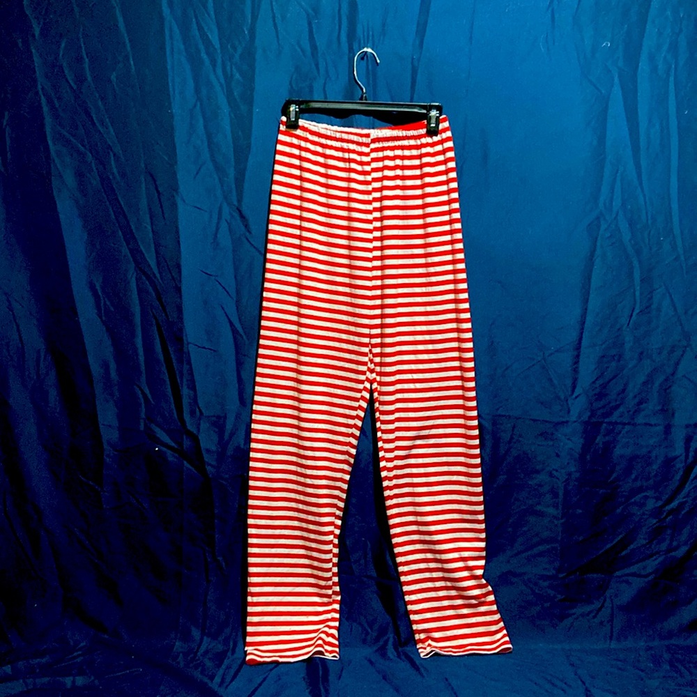 Red and white striped pajama bottoms